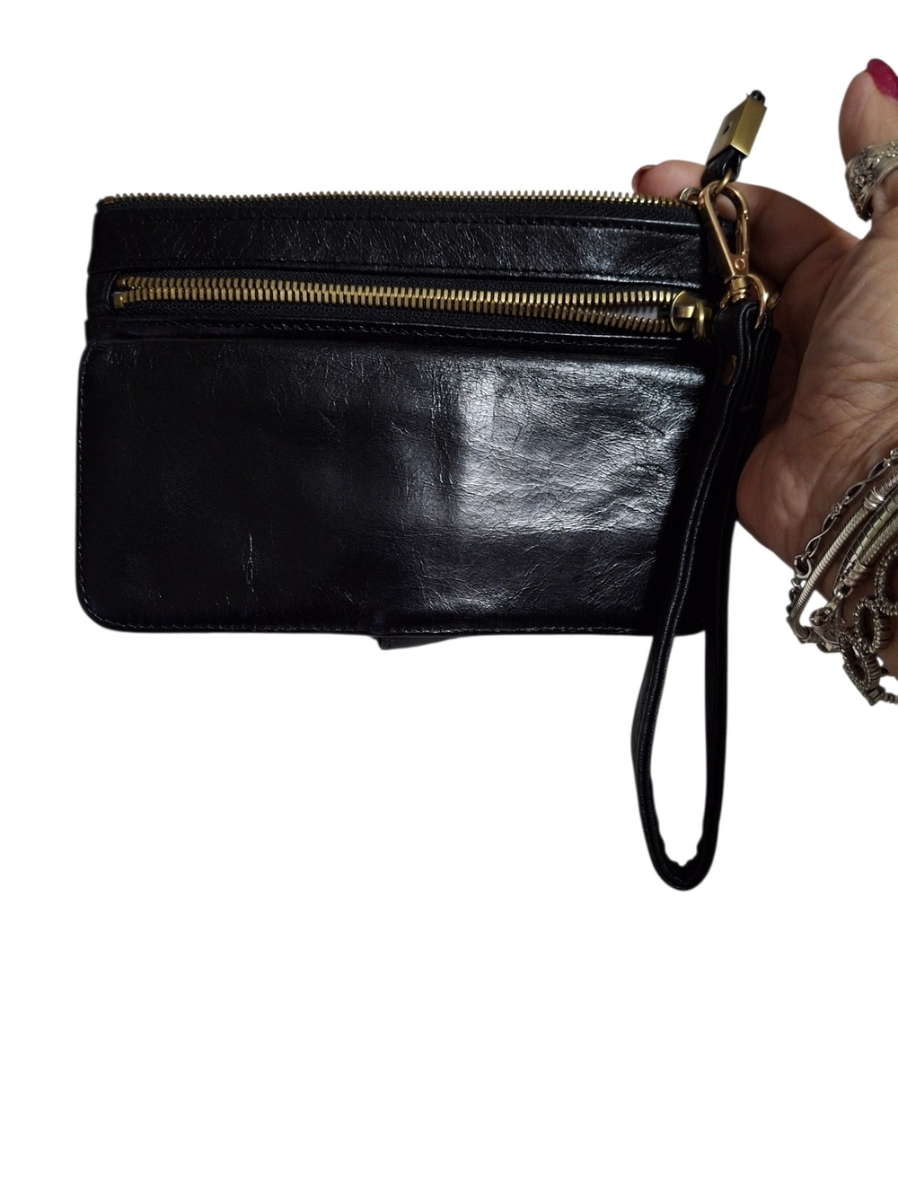 HOBO INT Black Leather Wristlet Clutch - Versatile Women’s Bag